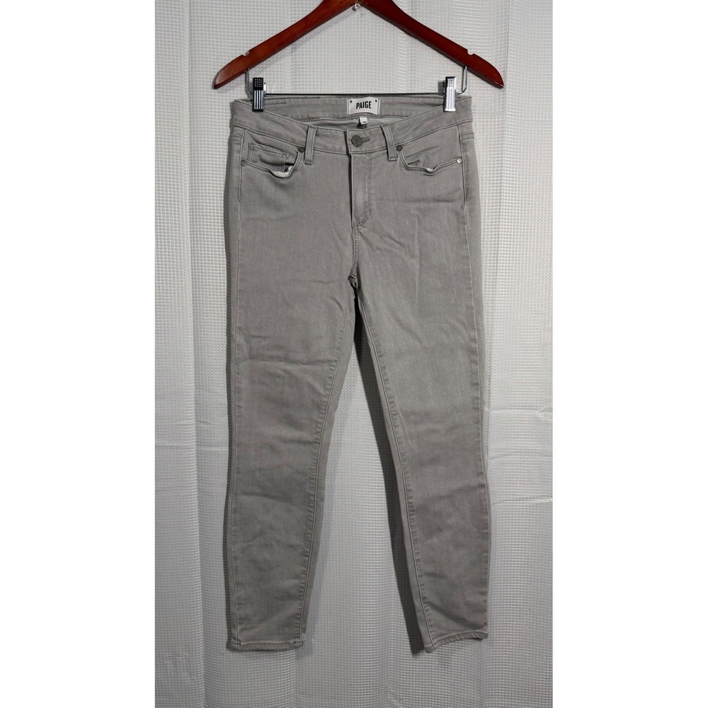 Paige Slim Straight Jeans in Light Gray